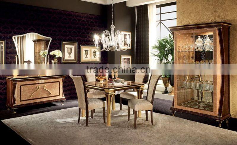 2016 NEW ITEM European Style Beige Color Solid Wood Dining Room Set/Italian Classic Inlay Dining Room Furniture (MOQ=1 SET)