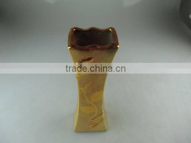 Cheap wholesale Stocklot golden ceramic vase for flower/decorate