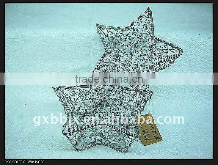 Silver wire star handicraft gift set of two