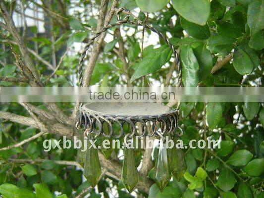 Green pearl gold wire round hanging decorative metal candle holder craft