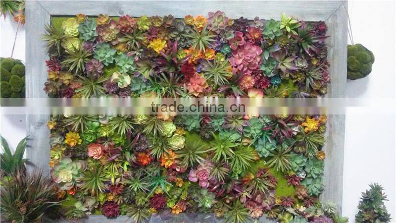 Home and outdoor decoration synthetic cheap artificial vertical green grass succulent wall E08 04C44