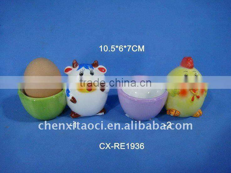 Ceramic rabbit easter egg cup holder