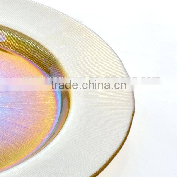 charger plate antique gold plate Silver Rimmed glass Charger Plates