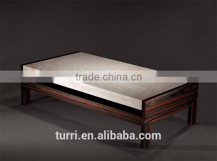 Modern Wooden MDF Base Travertine end table