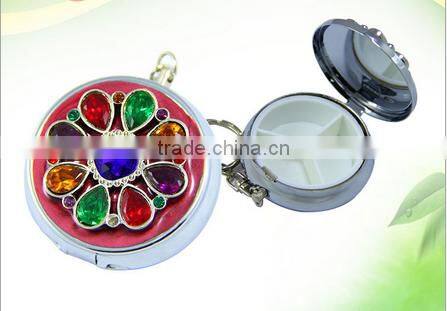 Colorful Crystal Diamond Pill Box Keychain