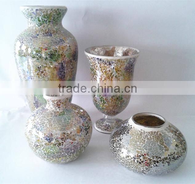 Gorgeous Crackle Color Mosaic Shapes Unique Decorative Vases for Wedding