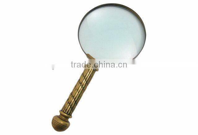 brass large magnifing glass for office used