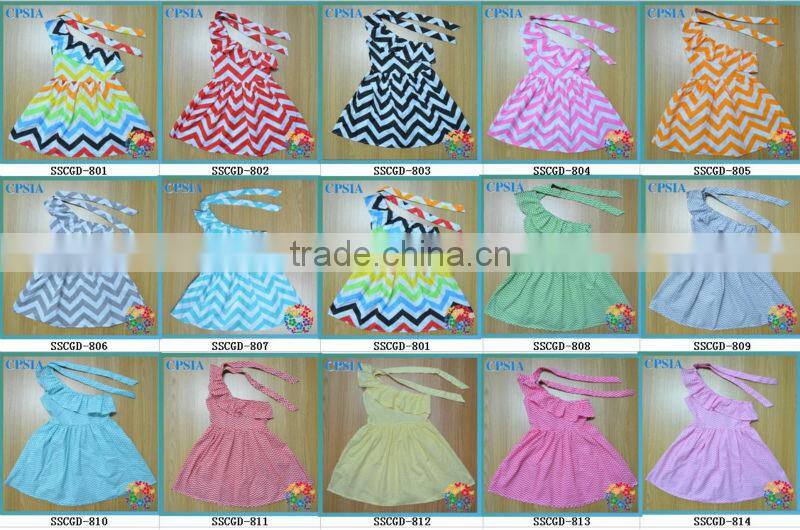 2013 Wholesale girl chevron dress cotton party dresses for 3 year old girl one shoulder chevron baby dress
