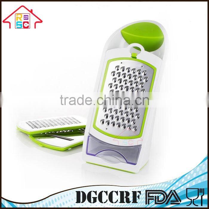 NBRSC Multi-Functional 3 in 1 Ergonomic Vegetable Grater and Container Cheese Slicer with Interchangeable Stainless Steel Blades
