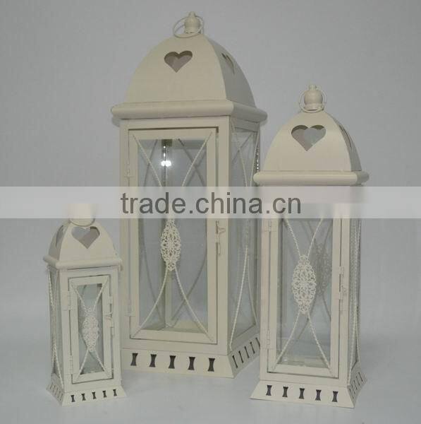 Set of 3 antique moroccan wedding decoration metal candle lantern