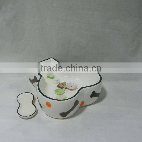 Bone Shape Ceramic Dog Bowl