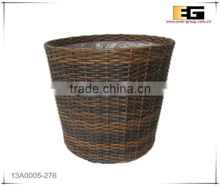 Round PE/Plastic rattan with liner deco basket