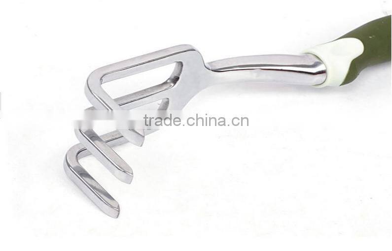 Three teeth mini garden hand metal rake