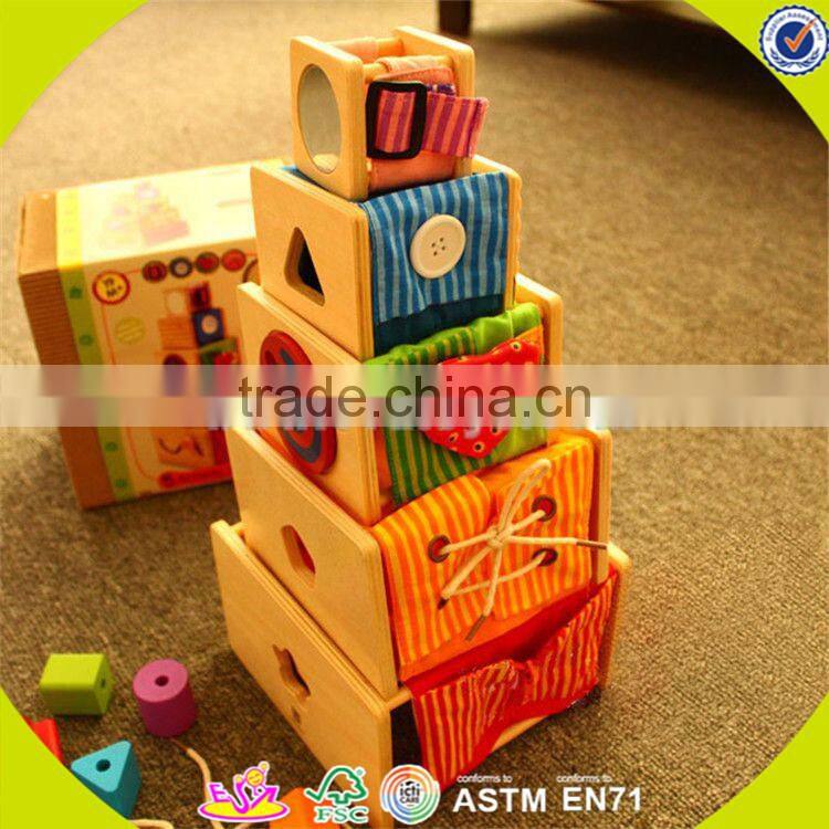 Wholesale funny kids wooden stacking cup blocks toy hot sale beautiful baby wooden stacking cup blocks toy W13D089