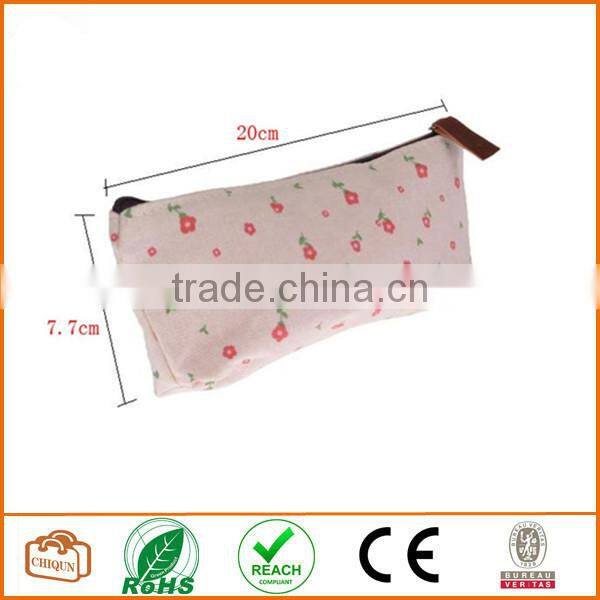 Flower Floral Pencil Pen Case Cosmetic Makeup Bag Off-White