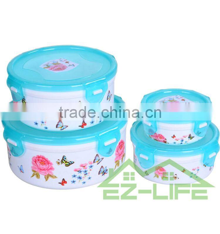 BPA free microwavable refrigerator round plastic food storage container with lids