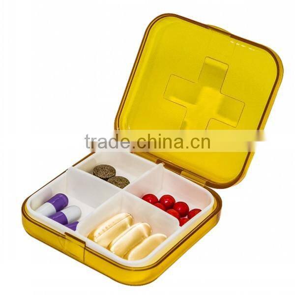 custom promotional 4 compartment medicine storage case PP plastic pill storage box supplier in China,plastic pill box supllier
