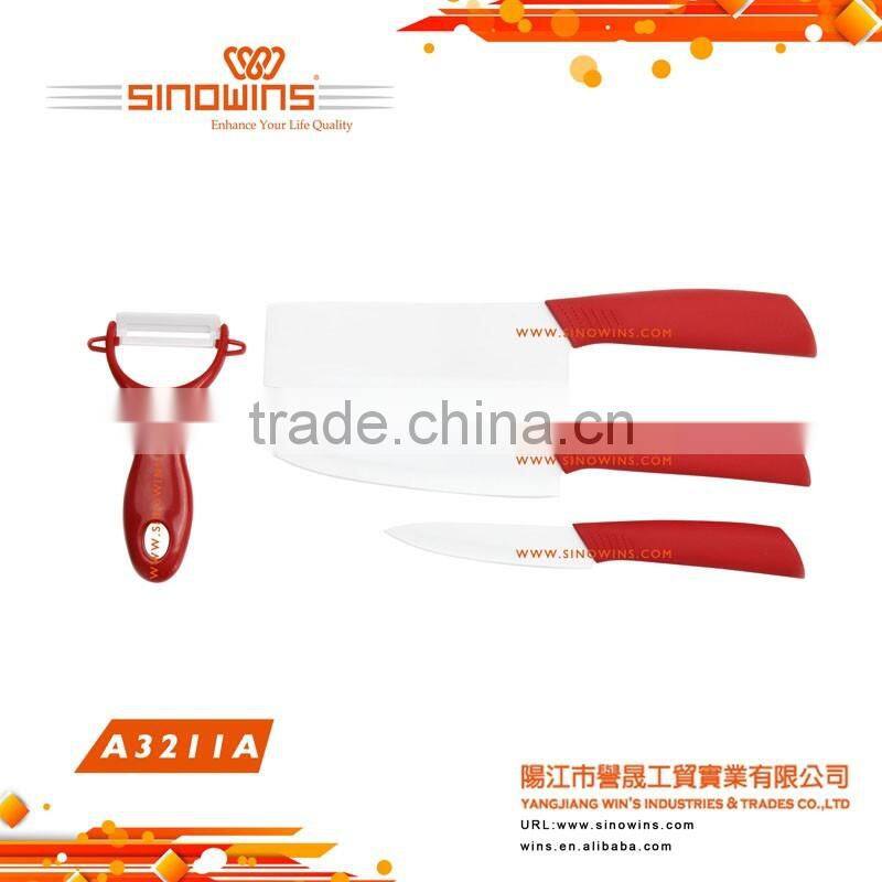 3piece Ceramic Knife Cutter knife and Fruit Peeler with Chopping Board