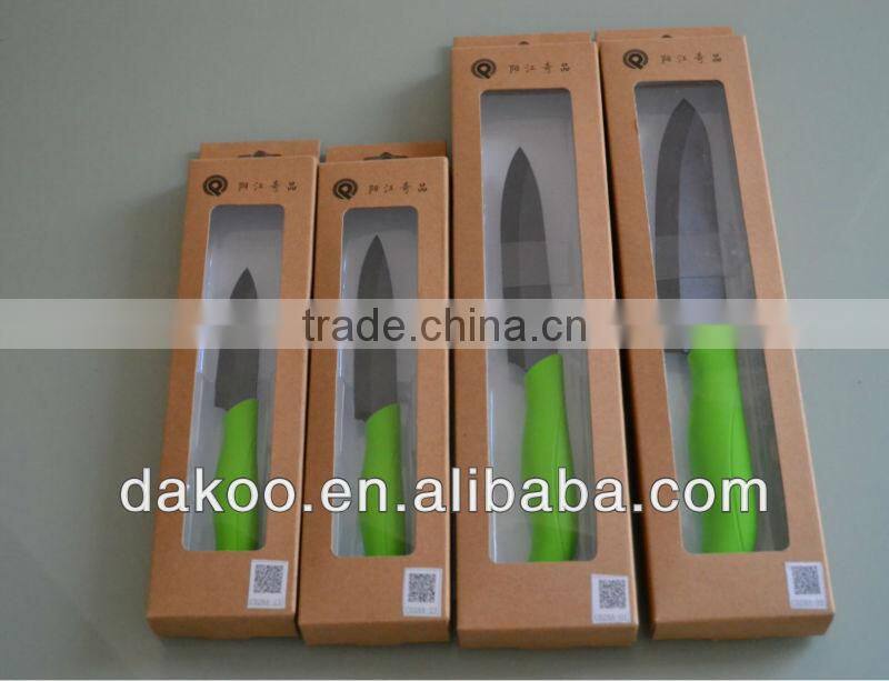 4 Pieces PP+TPR Handle Black Blade Zirconia Ceramic Knife With Package