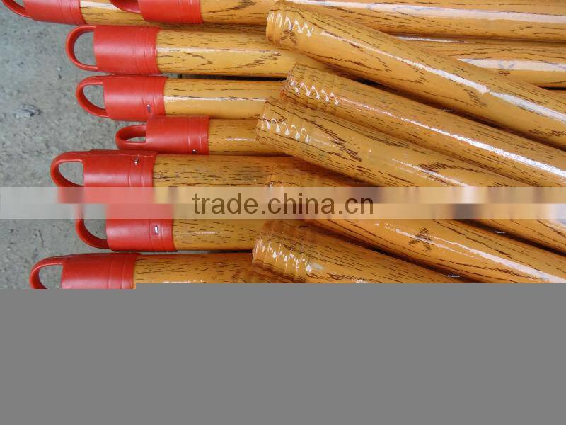 Wood grain PVC coated wooden broom handle