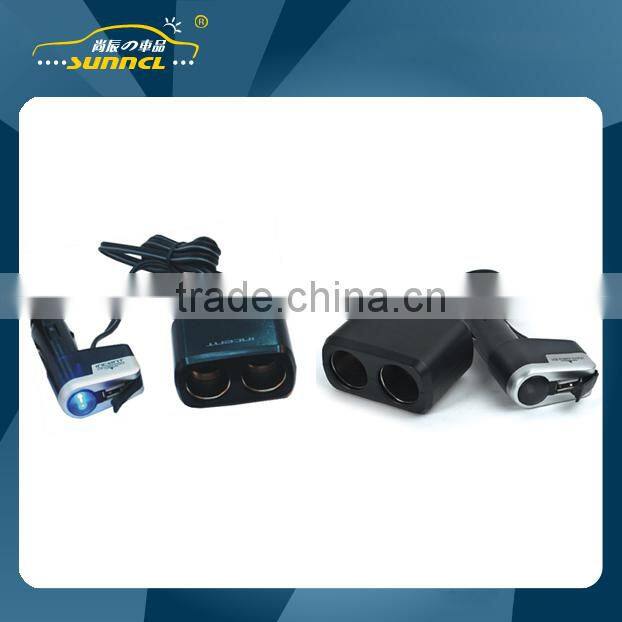 2 Way Car Cigarette Lighter Adapter Outlets with Double USB for iPhone , Tablet
