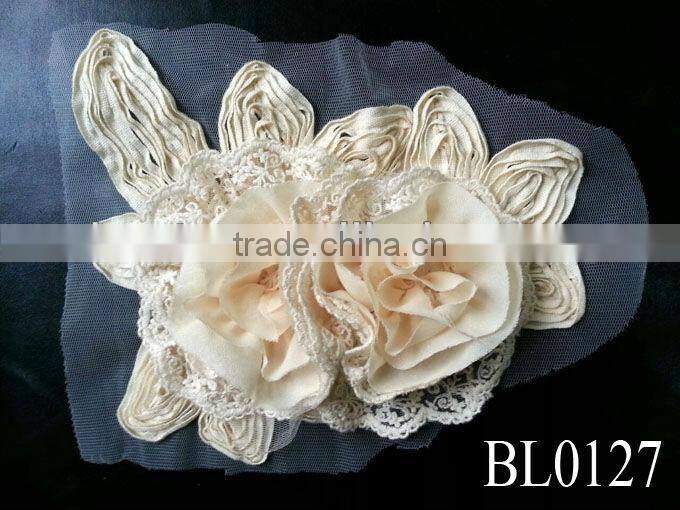 BL0132 black custom wholesale rhinestone beaded applique for garments accessories