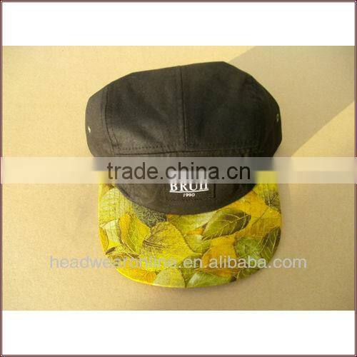 2015 fashin nwe produce floral 5 panel hats / cap with leather patch