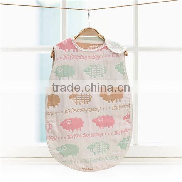 2017 shuoyang 100% cotton Six-layer gauze sleeping bag Pure cotton bag newborn baby anti kick quilt