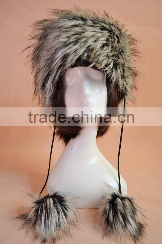 winter Imitation rabbit fur prevent the wind and snow flat-top cap Russia faux fur hat