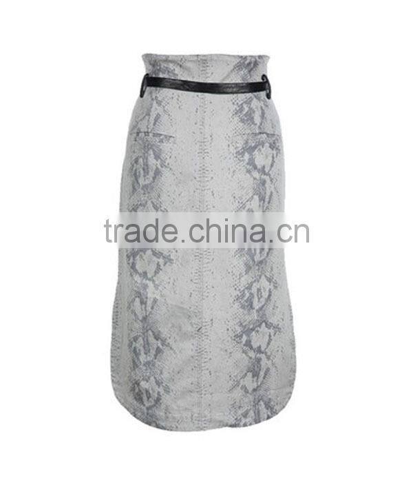 Hot selling women new model modern skirt winter long a-line straight tube skirt waist belt print skirt