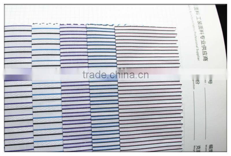 shirt fabric/ poly cotton twill fabric yarn dyed stripe pattern