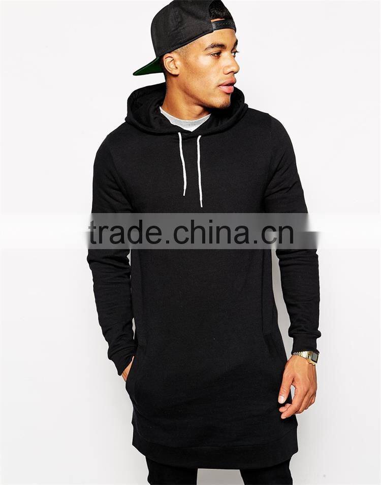 Wholesale mens 100%cotton black tall hoodies