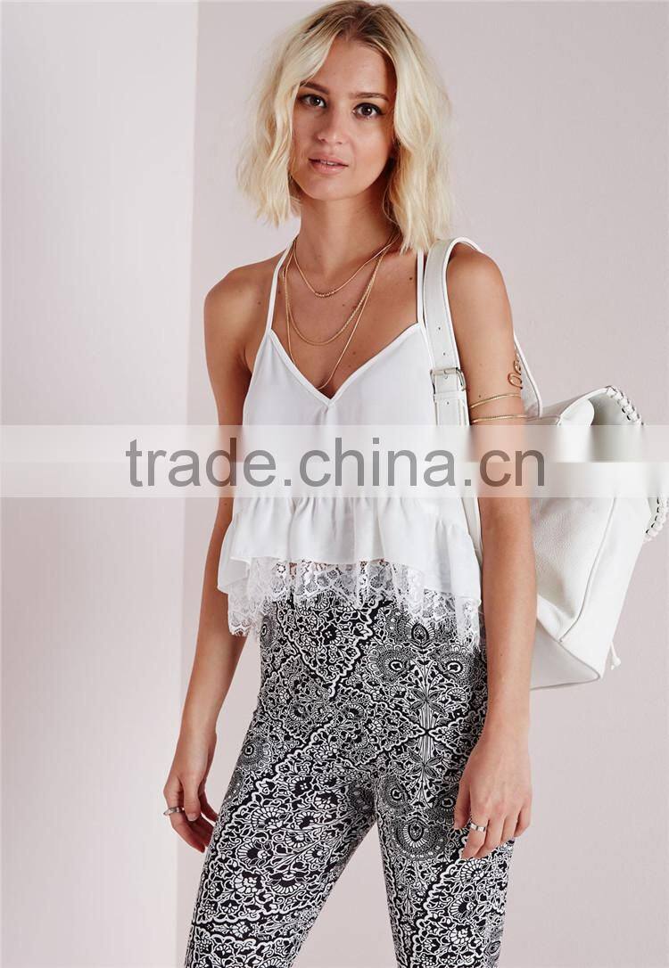 Women Solid Color Seamless Cami Plain White Lace Summer Cool One Piece Camisole with Spaghetti Straps