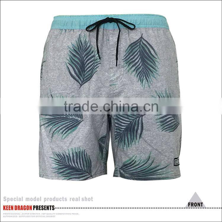 Leaf print swimming wear custom logo popular mens summer shorts