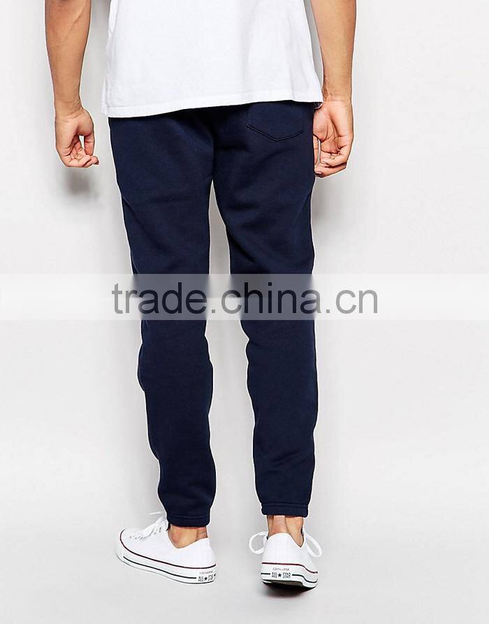Dark blue plain fleece sweat pants fabric for man