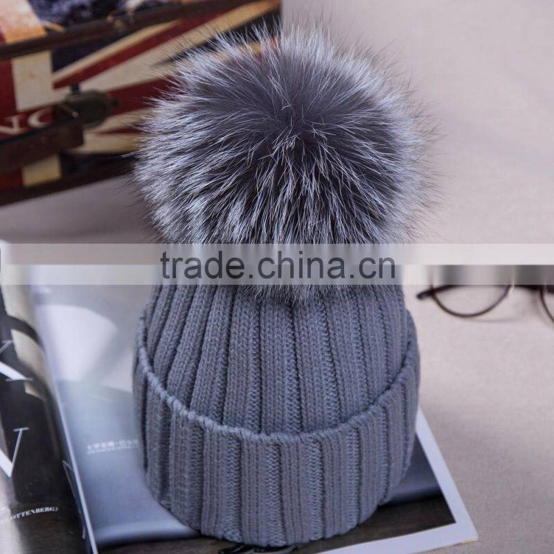 Unisex Soft Knitted Hat Raccoon Fur Ball Lady Skullies & Beanies Women Headgear Men Casual Cap Girl Bonnet Good Gifts