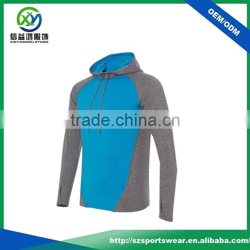 High Quality Cotton Contrast Color Men's Hooded Pullover Sweatshirt With Flat Bottom Design