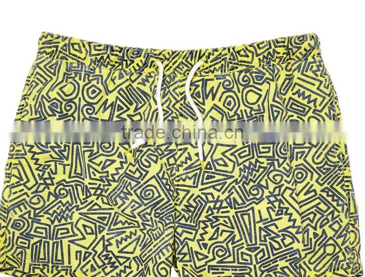 Factory custom 100% cotton wholesale athletic shorts with abstract print acid wash