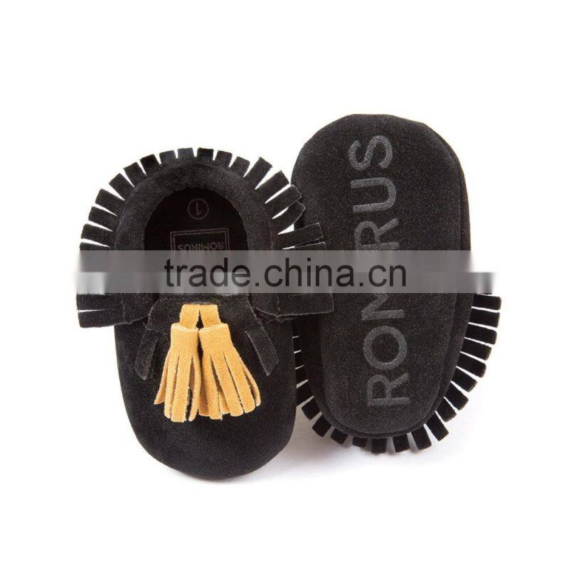 PU baby moccasins with tassels, tassel baby moccasin