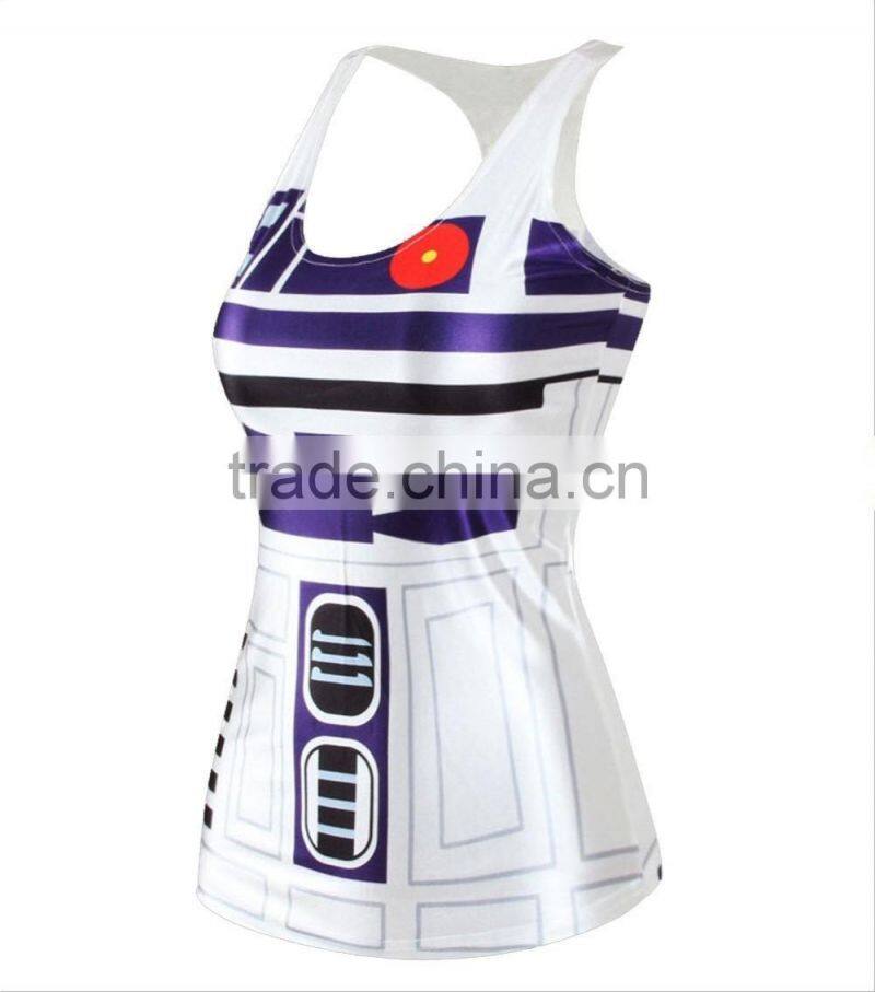 Top Fashion Women's Sublimation Printed Sleeveless T Shirt Vest Tank Tops sports clothes