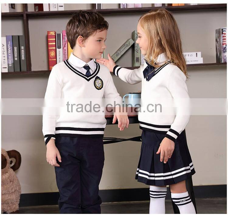 100% cotton knitted school uniform /sweater , best sweater designs for kids