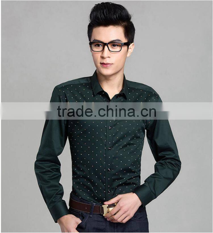 men fashion slim fit long sleeve print causal shirts