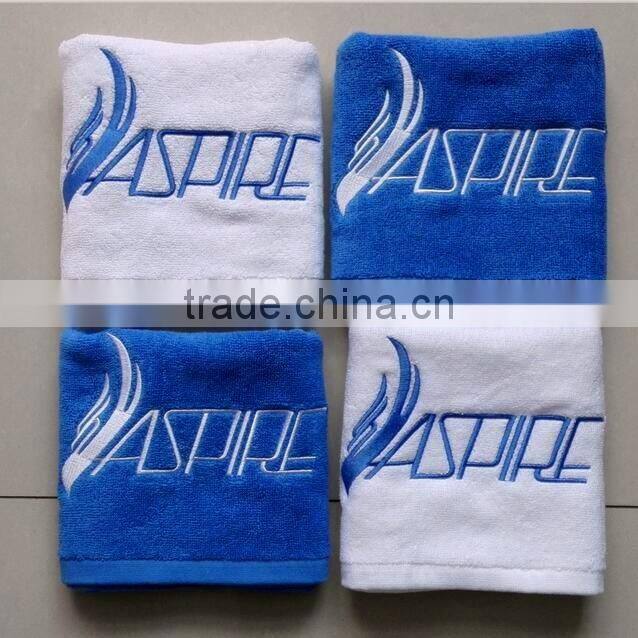 Lowest price small MOQ 100%cotton custom logo embroidered/printed gym sports fitness towel