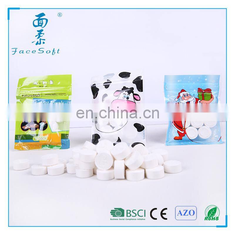 candy packing promotional nonwoven fabric compressed round mini coin disposable tissue for face clean towels or napkin