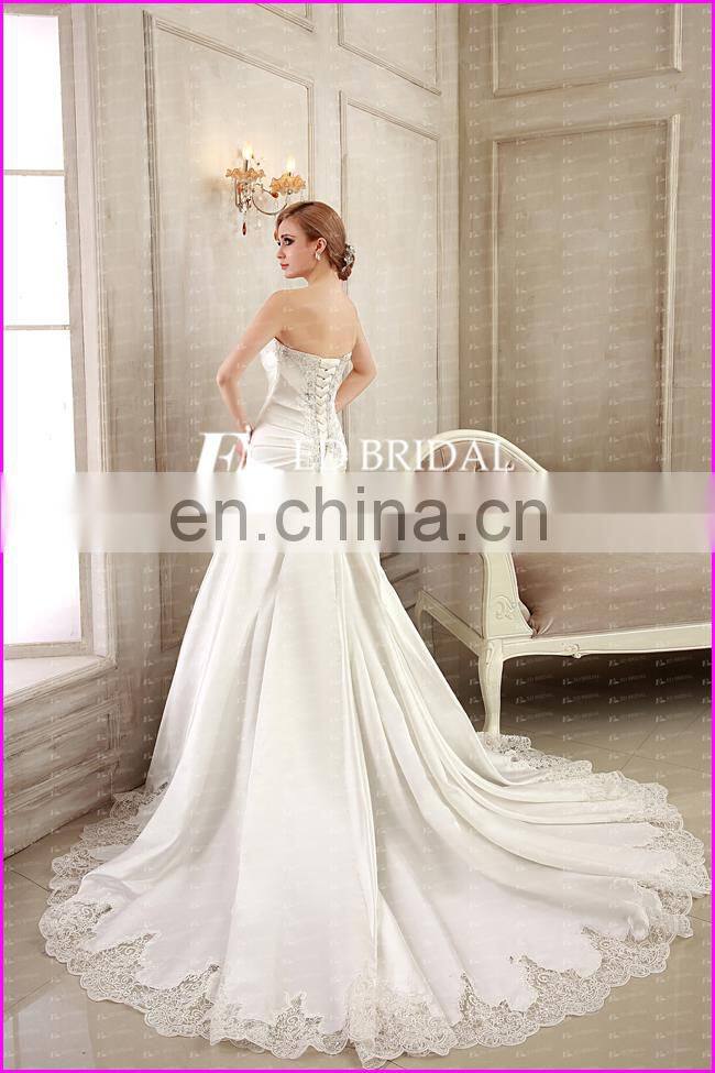 CE91 2015 Custom Made Simple Modern Cheap Mermaid Lace Trim Ruffles Beading Wedding Dresses 2015