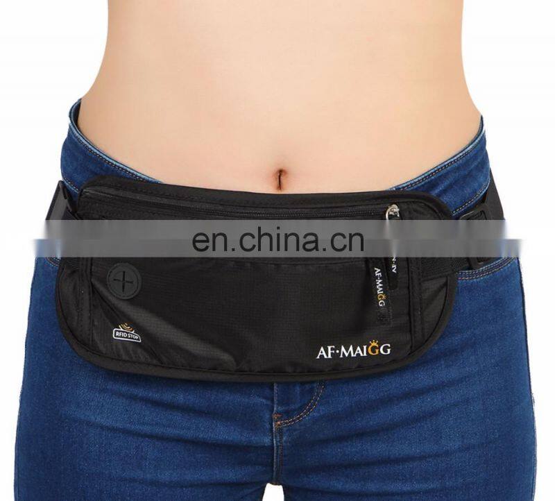 Black Color Smaller Ripstop Nylon Rfid Blocking Women Money Belt
