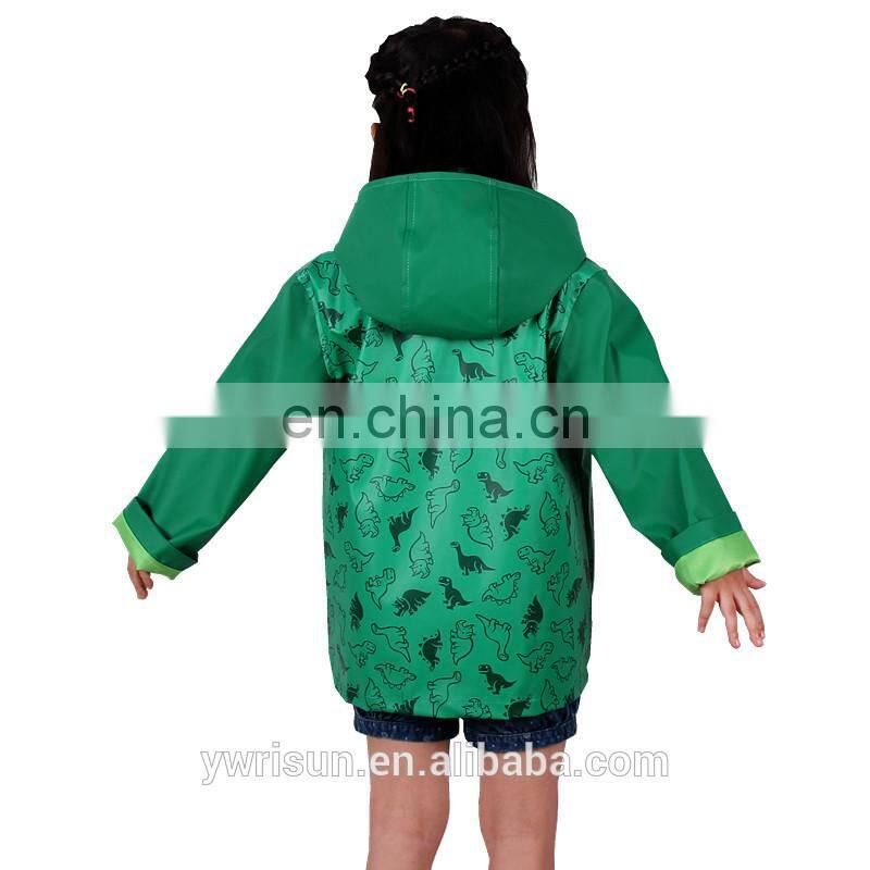 PUKR17004 New Design Kids White PU Rain Jacket For 2-10 Y