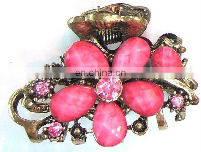 Flower Shape Crystal Rhinestone Hair Claw Clip