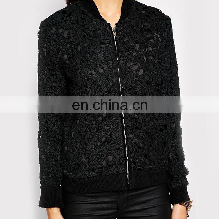 Bomber black lady Jacket in Lace