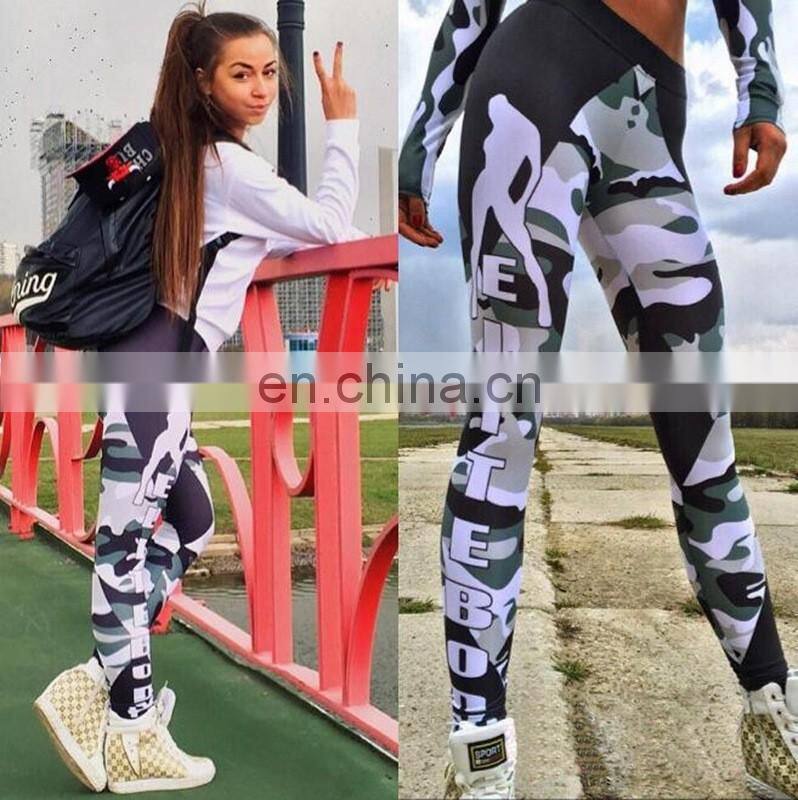 women printed camouflage pattern sports leggings pnats gym clothes girls yoga pants for girls